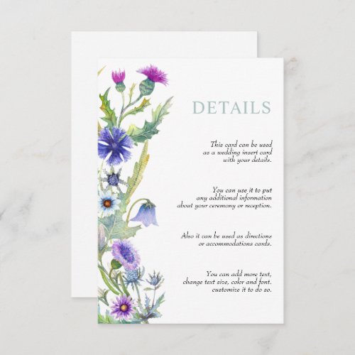 Watercolor wildflower floral garland wedding enclosure card
