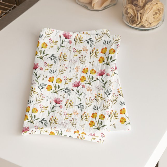 Watercolor Wildflower Floral Kitchen Towel (Creator Uploaded)