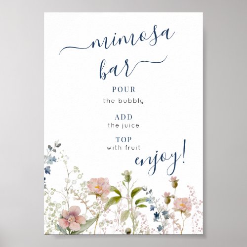 Watercolor Wildflower Floral Mimosa Bar Sign