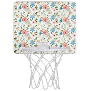 Watercolor Wildflower Floral Pattern Mini Basketball Hoop