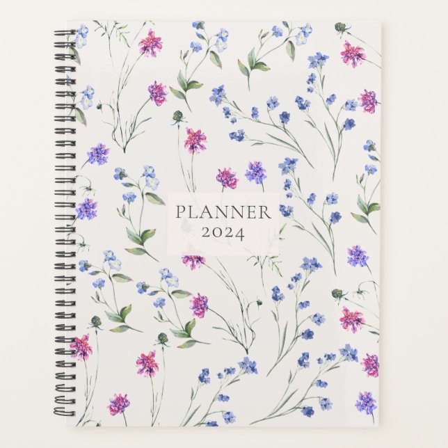 Watercolor Wildflower Floral Pattern Planner (Front)