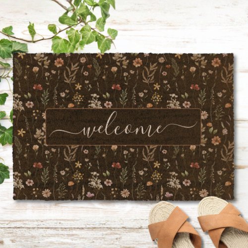 Watercolor Wildflower Floral Pattern Welcome Fiber Doormat Watercolor Wildflower Floral Pattern Welcome Fiber Doormat