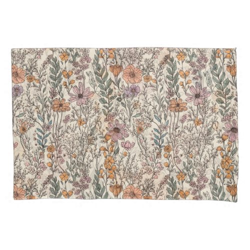 Watercolor Wildflower Floral Pillow Case