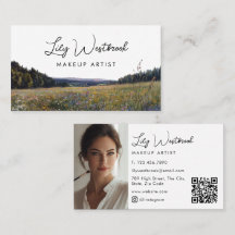 Watercolor Wildflower Floral Script Photo QR Code