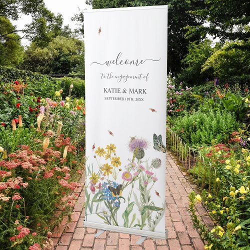 Watercolor Wildflower Floral Spring Engagement Retractable Banner