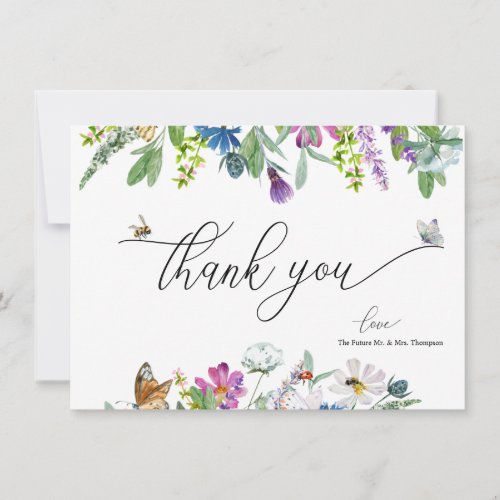 Watercolor Wildflower   Floral Thank You Note Card