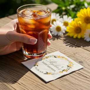Watercolor Wildflower Florals Wreath Baby Shower Napkins