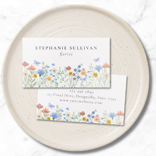 Watercolor Wildflower Florist Raised Spot UV Business Card