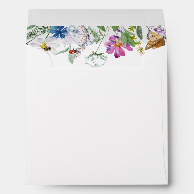 Watercolor Wildflower | Flower Lined |  Address Envelope (Back (Bottom))