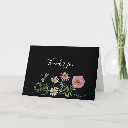Watercolor Wildflower Flowers Thank You Bridal  Card