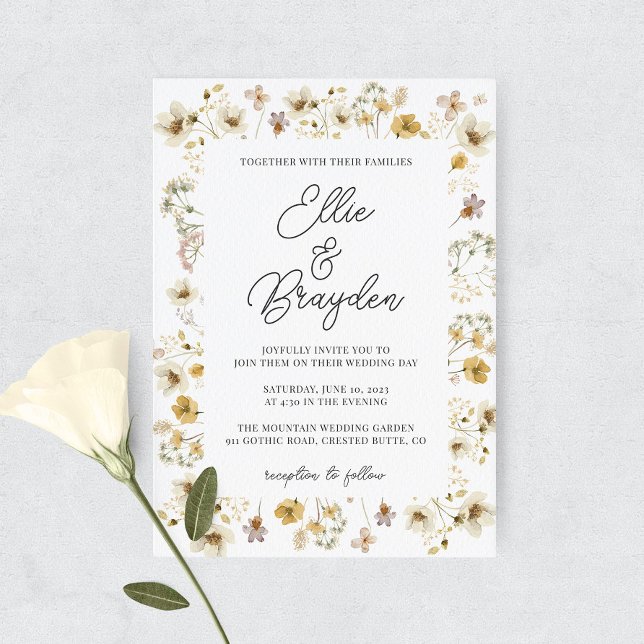 Watercolor Wildflower Frame Wedding Invitation (Creator Uploaded)