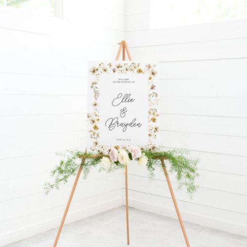 Watercolor Wildflower Frame Wedding Welcome Sign
