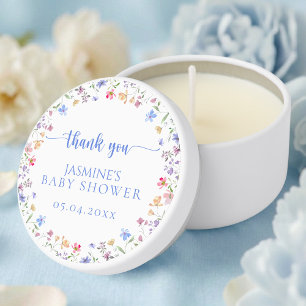 Watercolor Wildflower Garden Baby Shower Thank You Mini Candle Favors