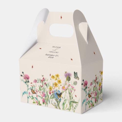 Watercolor Wildflower Garden  Insects Wedding Favor Boxes