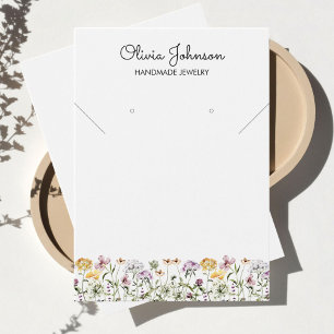 Watercolor Wildflower Garden Jewelry Display Card