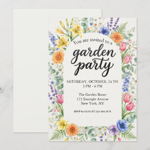 Watercolor Wildflower Garden Party Arch Invitation