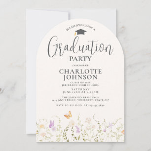 Watercolor Wildflower Garden Party Graduation Invitation