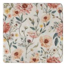 Watercolor Wildflower Garden Peach & Sage Floral