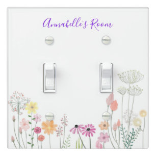 Watercolor Wildflower Garden Personalized Light Switch Cover