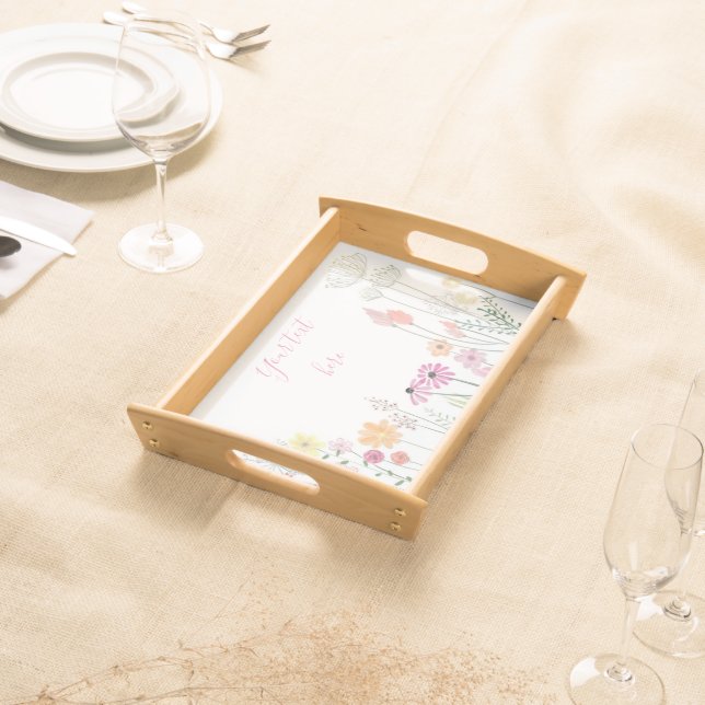 Watercolor Wildflower Garden | Personalized Serving Tray (Front)