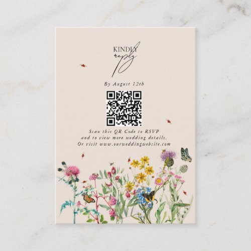 Watercolor Wildflower Garden QR Code Wedding Enclosure Card