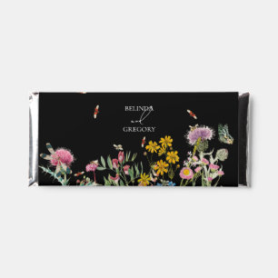 Watercolor Wildflower Garden Wedding Favor Black Hershey Bar Favors