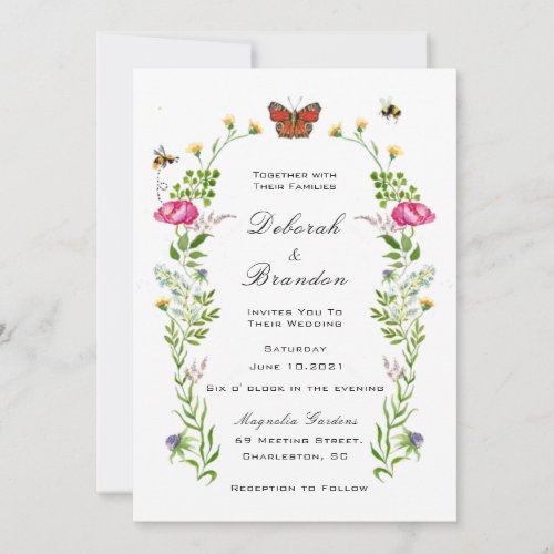 Watercolor wildflower Garden Wedding Invitation