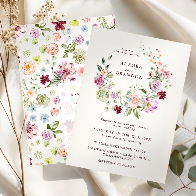 Watercolor Wildflower Garden Wedding  Invitation (Creator Uploaded)