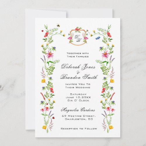 Watercolor wildflower Garden Wedding Invitation