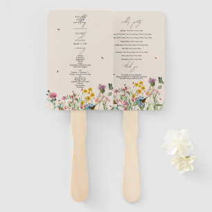 Watercolor Wildflower Garden Wedding Program Hand Fan
