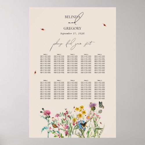 Watercolor Wildflower Garden Wedding Seating Chart