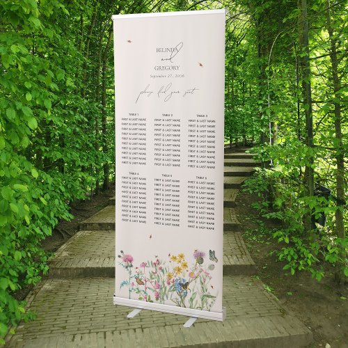 Watercolor Wildflower Garden Wedding Seating Chart Retractable Banner