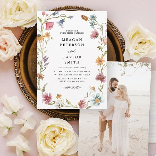 Watercolor Wildflower Garden Wedding Wedding Invitation