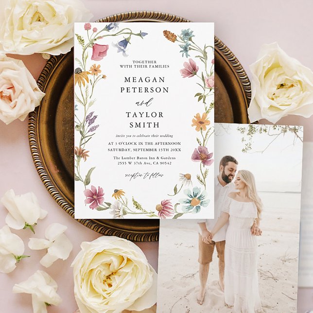 Watercolor Wildflower Garden Wedding Wedding Invitation (Creator Uploaded)