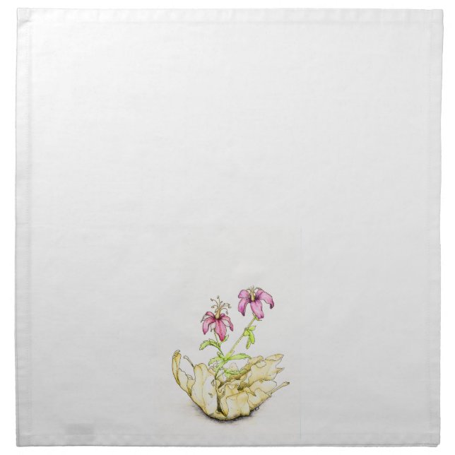 Watercolor wildflower geranium cloth dinner napkin (Front)