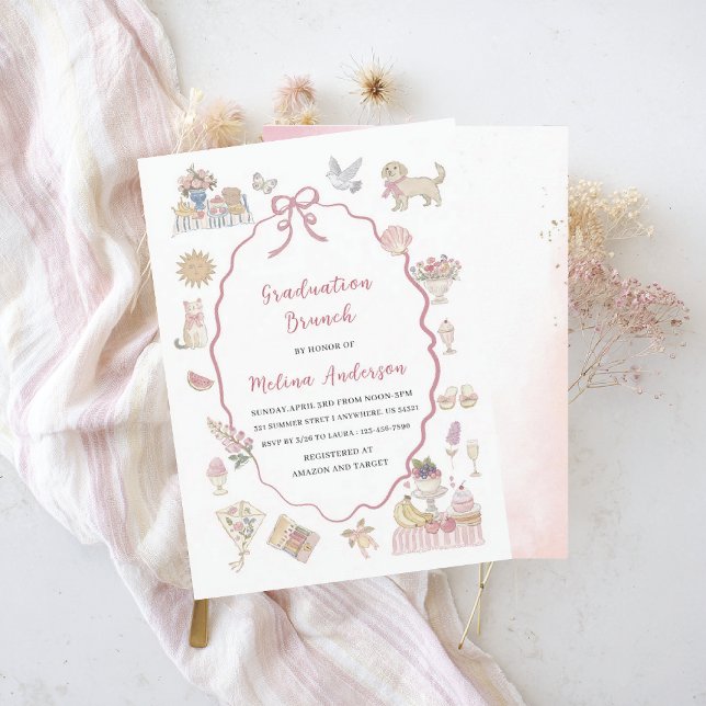  Watercolor wildflower graduation brunch invitatio Invitation (Creator Uploaded)