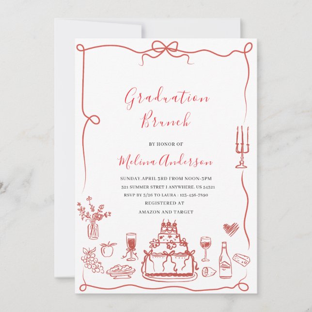  Watercolor wildflower graduation brunch invitatio Invitation (Front)
