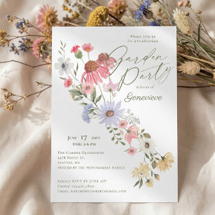 Watercolor Wildflower Graduation Grad Garden Party Invitation