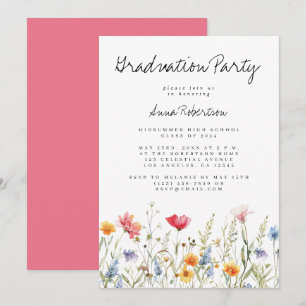 Watercolor Wildflower Graduation Party Invitation