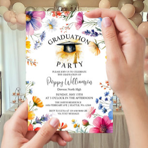 Watercolor WildFlower Graduation Party Invitation