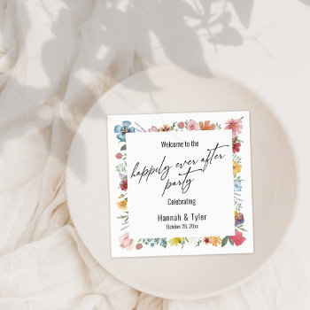 Watercolor Wildflower Happily Ever After Party Napkins by PaperMuserie at Zazzle