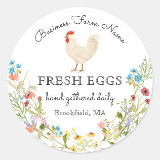 Watercolor Wildflower Hen Chicken Egg Carton Label