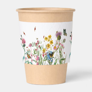 Watercolor Wildflower Insects Floral Spring Garden Coffee Cup Sleeve