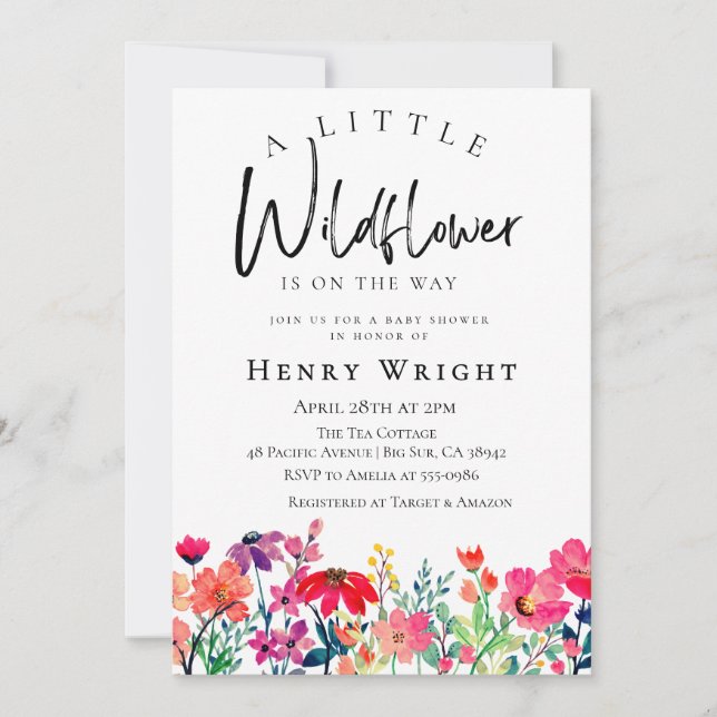 Watercolor Wildflower Invitation (Front)
