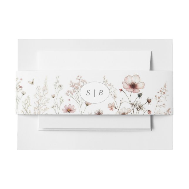 watercolor wildflower Invitation Belly Band (Front Example)