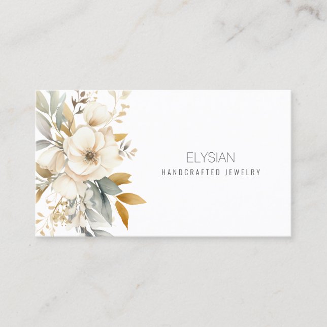 Watercolor Wildflower Jewelry Designer Artisan  Business Card (Front)