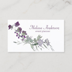 Watercolor Wildflower Lavender Floral Business Card