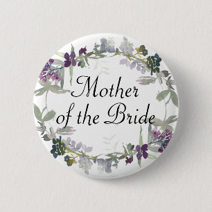 Watercolor Wildflower Lavender Mother of the Bride Button
