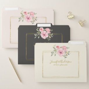 Watercolor Wildflower Lush Blush Pink Floral File Folder