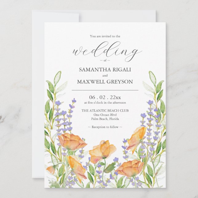 Watercolor Wildflower Maximalist Wedding Theme Invitation (Front)